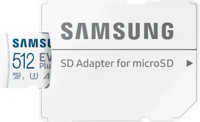 Карта памяти 512 Гб Micro SDXC Samsung EVO Plus Class 10 UHS-I, U3, A2, V30 [MB-MC512SA], с адаптером