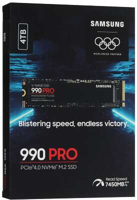 Samsung SSD 4TB 990 PRO PCIe Gen 4.0 x4 NVMe 2.0 V-NAND TLC MZ-V9P4T0BW