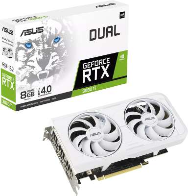 Видеокарта ASUS NVIDIA nVidia GeForce RTX 3060Ti DUAL-RTX3060TI-O8GD6X-WHITE 8Gb DDR6X PCI-E HDMI, 3DP