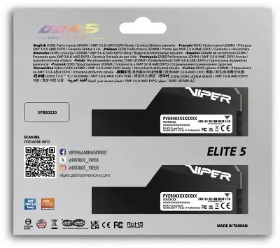 Модуль памяти DIMM DDR5-6000 64GB (32GBх2) Black VEU564G6028K PATRIOT
