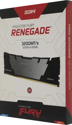 Память DDR4 32GB 3200MHz Kingston KF432C16RB2/32 Fury Renegade Black RTL Gaming PC4-25600 CL16 DIMM 288-pin 1.35В dual rank с радиатором Ret