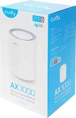 Бесшовный Mesh роутер Cudy M3000 (M3000(1-PACK) WHITE) AX3000 10/100/1000/2500BASE-T белый