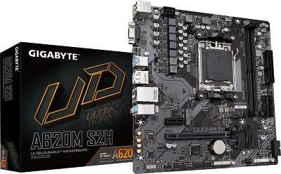 Материнская плата GIGABYTE A620M S2H (AM5/A620/2xDDR5/mATX/RAID/DP, VGA, HDMI) (A620M S2H)