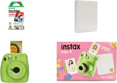 Подарочный набор FujiFilm INSTAX MINI 9 Lime Green + пленка 10 кадров + фотоальбом