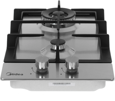 Газовая варочная поверхность Midea/ Газовая варочная поверхность Домино, ширина 30 см, 2 газовые конфорки Defendi, 1 конфорка повышенной мощности WOK 3,3 кВт с тремя рядами пламени, фронтальные поворотные регуляторы, электроподжиг, газ-контроль каждой кон