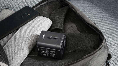 Зарядное устройство Aukey Universal Travel Adapter USB-C/2xUSB, Black [PA-TA01]