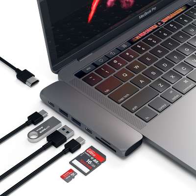 Адаптер Satechi USB-C Aluminum Pro Hub, Gray [ST-CMBPM]