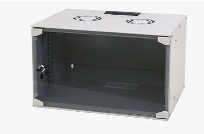 NEOMAX Шкаф телекоммуникационный  настенный 6U (520х400), стеклянная дверь, замок-ключ, разборный, цвет серый (1 коробка)[NM-CBWM-6U5240GKL-301-GY]