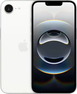 Смартфон Apple A3409 iPhone 16e 128Gb белый моноблок 3G 4G 1Sim 6.1" 1170x2532 iOS 18 48Mpix 802.11 a/b/g/n/ac/ax NFC GPS Protect