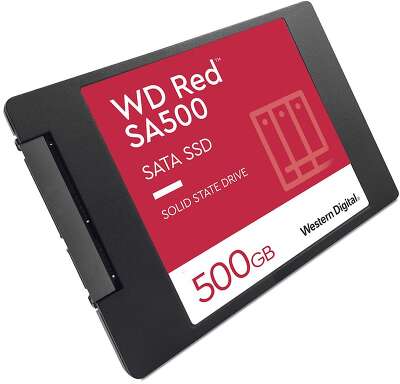 Твердотельный накопитель SSD WD Red SA500 WDS500G1R0A 500GB 2.5" Client SATA 6Gb/s, 560/530, IOPS 95/85K, MTBF 2M, 3D TLC, 350TBW, NAS, Retail (872346)