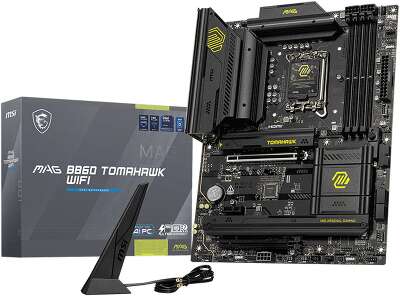 Материнская плата MSI MAG B860 TOMAHAWK WIFI B860, LGA1851, 4*DDR5, 2*PCIEx16, 1*PCIEx1, 3*M.2, 3*TypeC, 4*USB3.2Gen2, 2*USB3.2Gen1, 8*USB2.0, 4*SATA3.0, 5G, Type-C(DP), DP, HDMI, ATX, RTL
