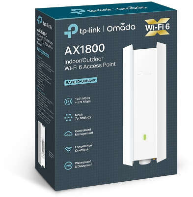 Точка доступа TP-LINK EAP610-Outdoor, LAN: 1x1 Гбит/с, 802.11a/b/g/n/ac/ax, 2.4 / 5 ГГц, до 1.8 Гбит/с