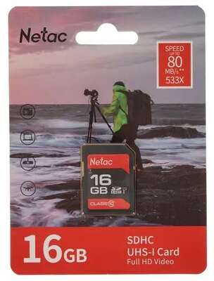 SecureDigital 16GB Netac P600 SDHC U1/C10 up to 80MB/s, retail pack [NT02P600STN-016G-R]