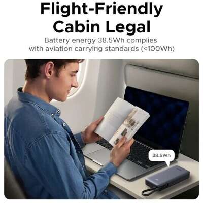 Внешний аккумулятор UGREEN PB536 (55988B) 45W Power Bank 20000mAh with Built-in Cable. Цвет: серый космос