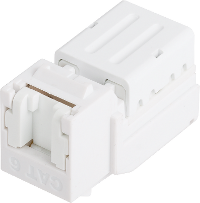 Модуль-вставка NIKOMAX типа Keystone, Кат.6 (Класс E), 250МГц, RJ45/8P8C, FT-TOOL/110/KRONE, T568A/B, неэкранированный, со шторкой, белый - гарантия: 5 лет расширенная / 25 лет системная