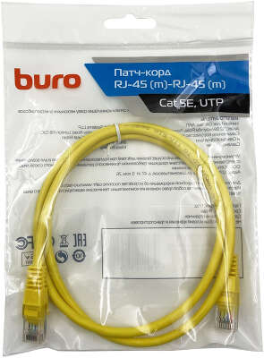 Патч-корд Buro UTP-5E-1M-Y UTP 4 пары cat.5E CCA molded 1м желтый RJ-45 (m)-RJ-45 (m)
