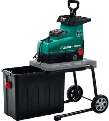 Зубр [ЗИЭ-44-2800] Измельчитель садовый электрический { бесшумный, р/с 44 мм, контейнер 60 л, 2800 Вт }