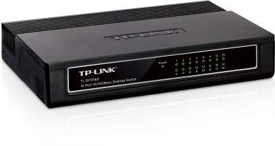 TP-Link TL-SF1016D 16-портовый настольный коммутатор 10/100 Мбит/с, 16 портов RJ45 10/100 Мбит/с, пластиковый корпус
