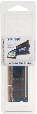 Память DDR3 4Gb 1333MHz Patriot PSD34G13332S RTL PC3-10600 CL9 SO-DIMM 204-pin 1.5В dual rank Ret