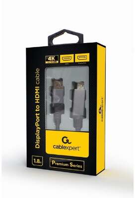 Кабель DisplayPort-HDMI Cablexpert, 4K, 1.8м, 20M/19M, черный, экран, пакет (CC-DP-HDMI-4K-6)