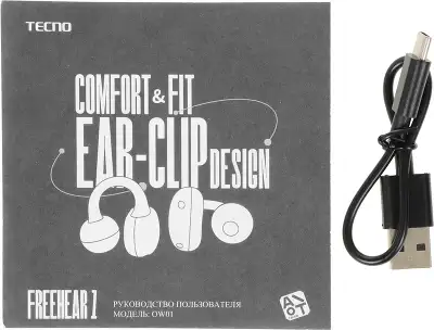 Гарнитура внутриканальные Tecno OW01 серый беспроводные bluetooth клипса (OW01 GREY)