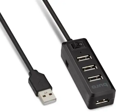 Разветвитель USB 2.0 Buro BU-HUB4-0.5L-U2.0 4порт. черный