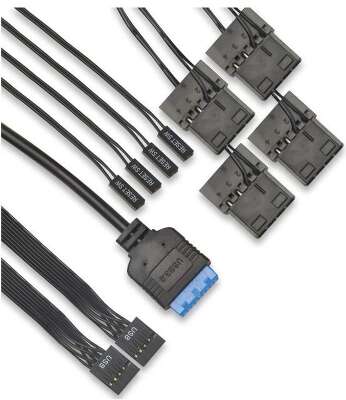 Корпус MINITOWER mATX W/PSU 2xUSB+USB3.0 аудио черный 4x120mm Fan с RGB подсветкой боковая панель - закаленное стекло Mistery R3 EX294383RUS EXEGATE