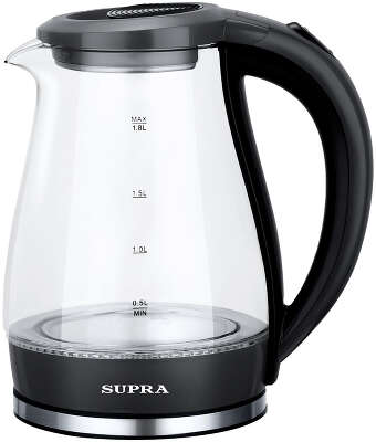 Чайник Supra KES-1855G 1.8л. 1500Вт черный/прозрачный (корпус: стекло)
