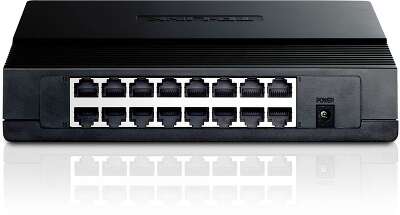 TP-Link TL-SF1016D 16-портовый настольный коммутатор 10/100 Мбит/с, 16 портов RJ45 10/100 Мбит/с, пластиковый корпус
