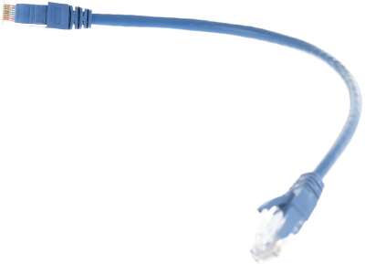 Коммутационный шнур NIKOMAX U/UTP 4 пары, Кат.5е (Класс D), 100МГц, 2хRJ45/8P8C, T568B, заливной, с защитой защелки, многожильный, BC (чистая медь), 24AWG (7х0,205мм), поливинилхлорид, синий, 0,3м