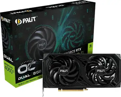 Видеокарта Palit NVIDIA nVidia GeForce RTX 4060Ti Dual OC 8Gb DDR6 PCI-E HDMI, 3DP