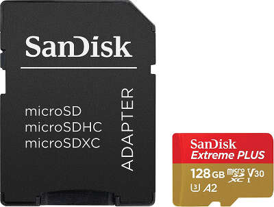 Карта памяти 128 Гб Micro SDXC SanDisk Extreme Plus Class 10 V30 UHS-I U3 [SDSQXBZ-128G-GN6MA]