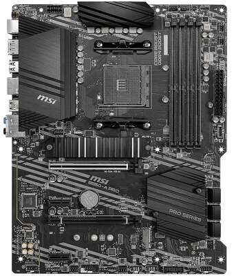 Материнская плата MSI B550-A PRO B550, AM4, 4*DDR4, 2*PCIEx16, 2*PCIEx1, 2*M.2, 2*TypeC, 1*USB3.2Gen2, 4*USB3.2Gen1, 8*USB2.0, 6*SATA3.0, 1G, DP, HDMI, ATX, RTL