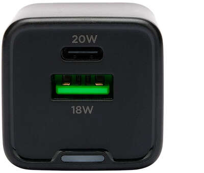 Зарядное устройство Cablexpert MP3A-PC-62, 20Вт GaN, 3А, QC4.0/PD, 1xUSB, 1xType-C, черный, пакет