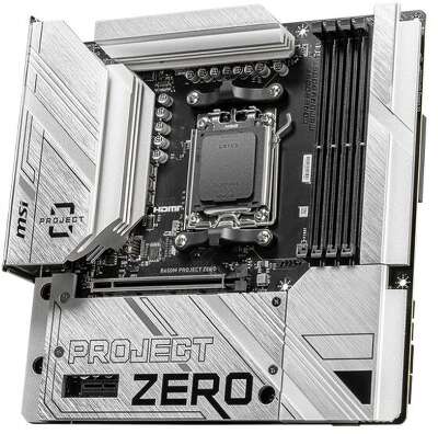 Материнская плата MSI B650M PROJECT ZERO (AM5/B650/4xDDR5/mATX/RAID/DP, HDMI) (B650M PROJECT ZERO)