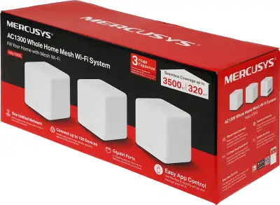 Бесшовный Mesh роутер Mercusys Halo H30G (HALO H30G(3-PACK)) AC1300 10/100/1000BASE-TX белый (упак.:3шт)