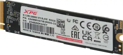 Накопитель SSD A-Data PCIe 4.0 x4 8TB AGAMMIXS70B-8000G-CS XPG Gammix S70 Blade M.2 2280
