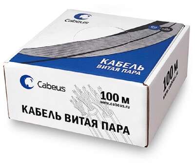 Cabeus UTP-4P-Cat.5e-SOLID-BL-100 Кабель витая пара UTP (U/UTP), категория 5e, 4 пары (24 AWG), одножильный, PVC нг(А)-LS, синий (100 м)