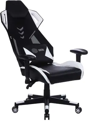 Кресло игровое Cactus CS-CHR-090BLW черный/белый экокожа/сетка крестов. нейлон