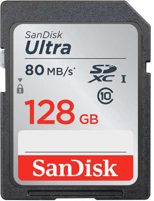 Карта памяти 128 Гб SDXC Sandisk Ultra Class 10 UHS-I [SDSDUNC-128G-GN6IN]
