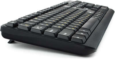 Клавиатура Гарнизон GK-115, USB, черный, поверхность- шлифованный алюминий