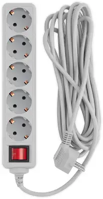 Сетевой фильтр PC Pet AP01006-5-G 5м (5 розеток) серый (пакет ПЭ)