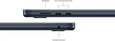 Ноутбук Apple MacBook Air A3114 M3 8 core 16Gb SSD256Gb/10 core GPU 15.3" Liquid Retina (2880x1864) macOS midnight WiFi BT Cam (MC9G4LL/A)