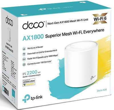 Mesh система TP-LINK DECO X20, 802.11a/b/g/n/ac/ax, 2.4/5ГГц, до 1201 Мбит/с