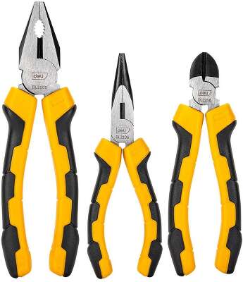 Набор плоскогубцев Deli DL2008-3 (комбинированные плоскогубцы 200мм, удлиненные плоскогубцы 160мм, диагональные бокорезы 160мм, двухкомпонентная ручка)