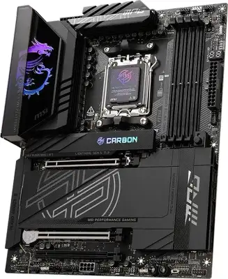 Материнская плата MSI MPG X870E CARBON WIFI SocketAM5 AMD X870E 4xDDR5 ATX AC`97 8ch(7.1) 5Gigabit + 2.5Gigabit Ethernet RAID+HDMI