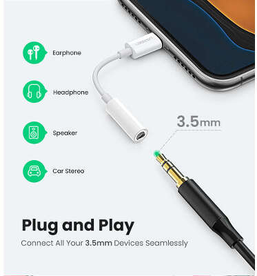 Адаптер UGREEN US212 (30759) Lightning to 3.5mm Headphone Jack Adapter