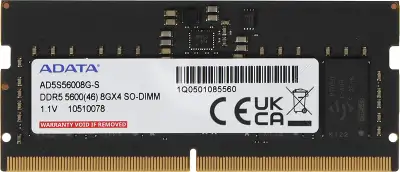 Память DDR5 8GB 5600MHz A-Data AD5S56008G-S RTL PC5-44800 CL46 SO-DIMM 262-pin 1.1В single rank Ret