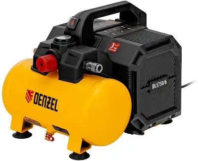 Компрессор поршневой Denzel DLS750/6 безмасляный 140л/мин 6л 750Вт желтый/черный