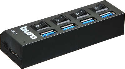 Концентратор Buro BU-HUB4-U3.0-L, 4xUSB 3.0, черный